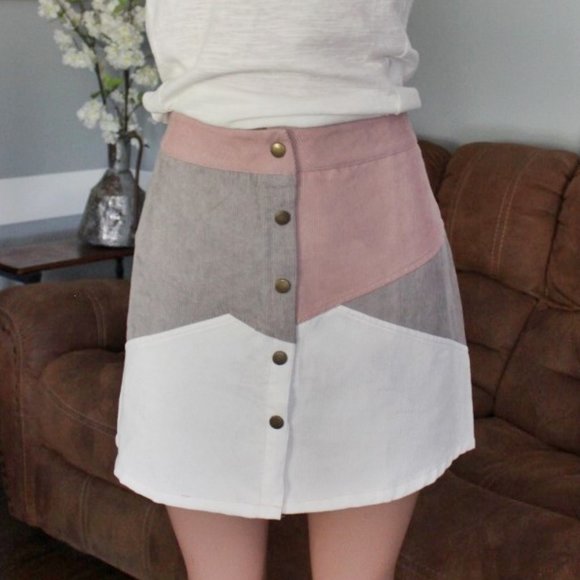 She and Sky Dresses & Skirts - NWT She & Sky Corduroy Color Block Skirt